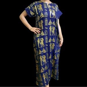 Unique Egyptian Dress Blue & Gold